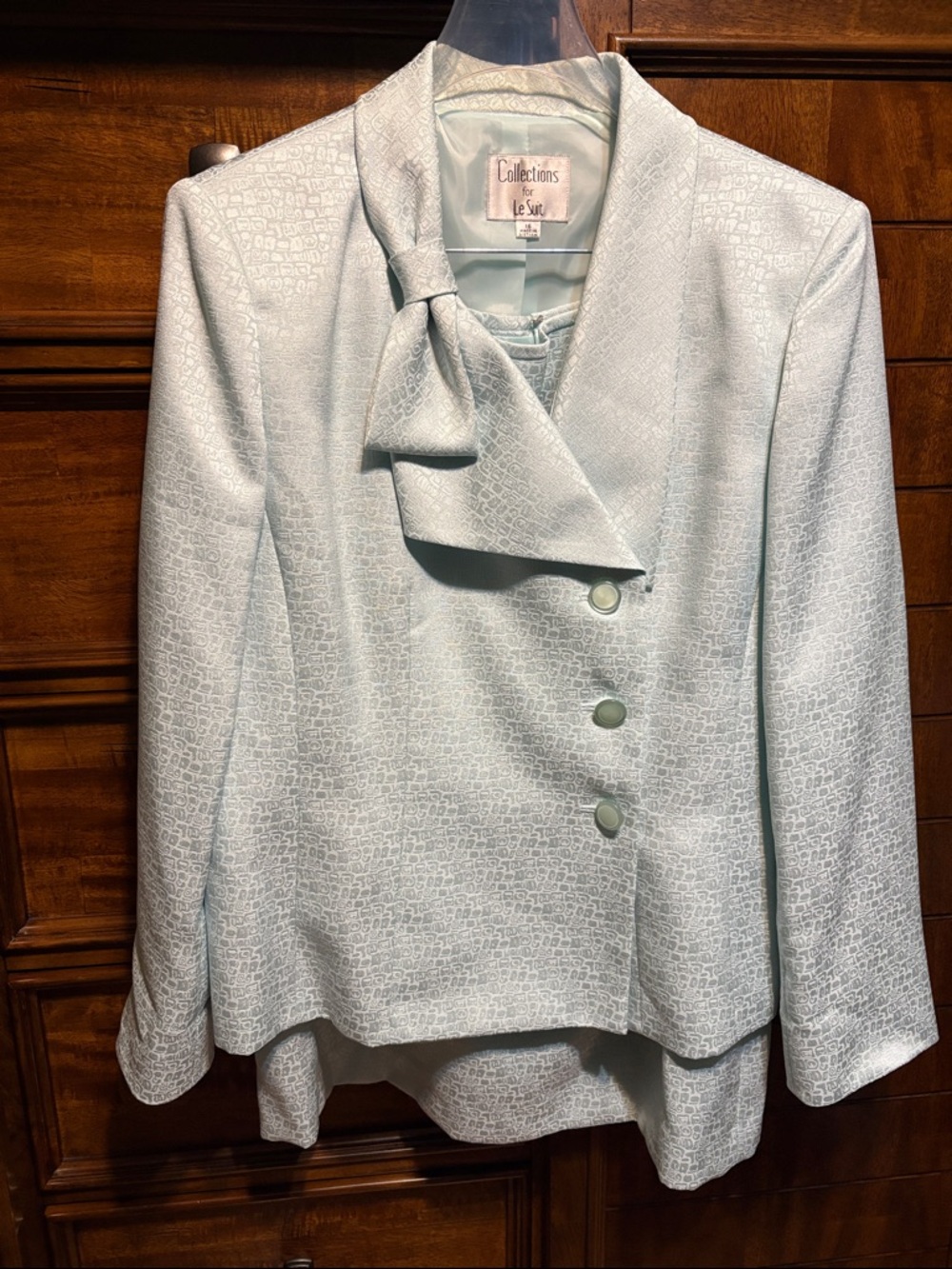 Women's LeSuit Light Mint Bow-Accent Skirt Set